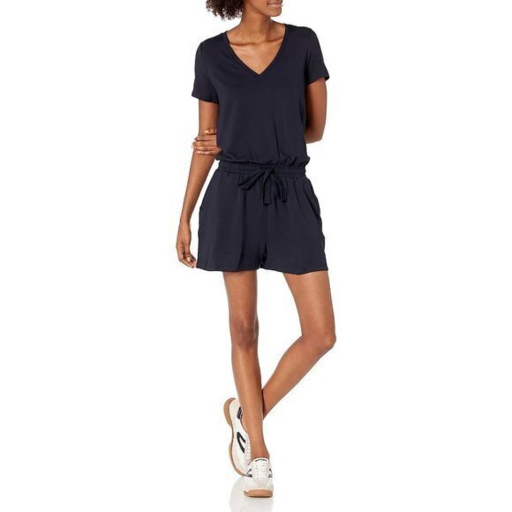 Daily Ritual Super Soft Terry Short Sleeve women Black‎ Romper Size M RefJ005